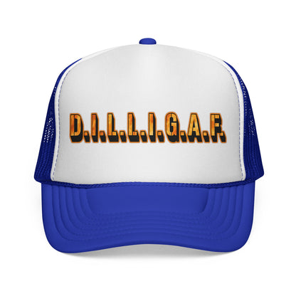 D.I.L.L.I.G.A.F. Trucker Cap — Bold Casual Mesh Back Hat for Everyday Wear