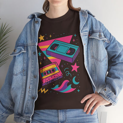 Retro Cassette Tape Tee — 80s Vaporwave Music Graphic T-Shirt