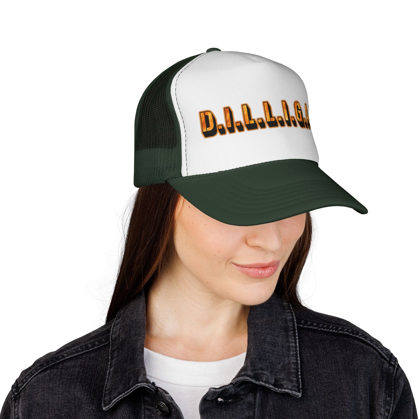 D.I.L.L.I.G.A.F. Trucker Cap — Bold Casual Mesh Back Hat for Everyday Wear
