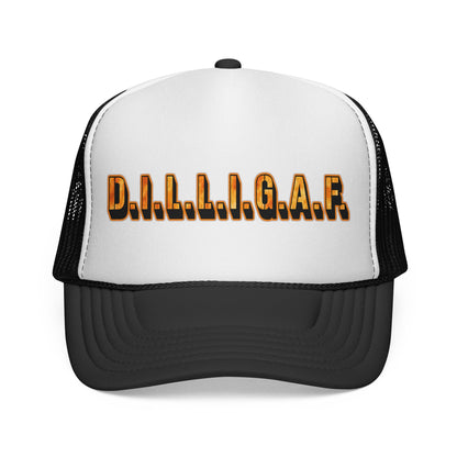 D.I.L.L.I.G.A.F. Trucker Cap — Bold Casual Mesh Back Hat for Everyday Wear