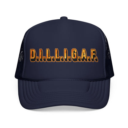 D.I.L.L.I.G.A.F. Trucker Cap — Bold Casual Mesh Back Hat for Everyday Wear