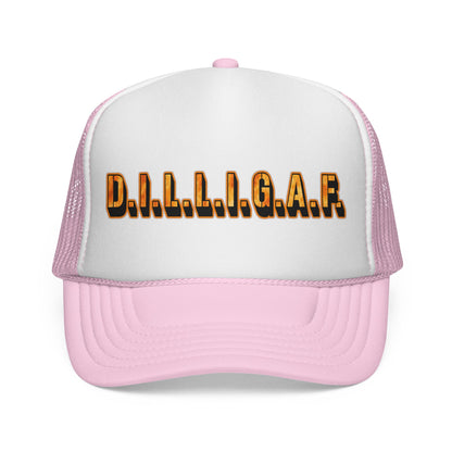 D.I.L.L.I.G.A.F. Trucker Cap — Bold Casual Mesh Back Hat for Everyday Wear