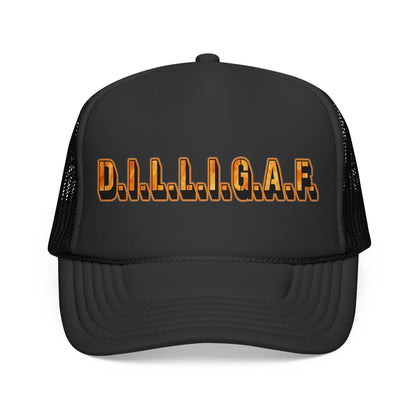 D.I.L.L.I.G.A.F. Trucker Cap — Bold Casual Mesh Back Hat for Everyday Wear