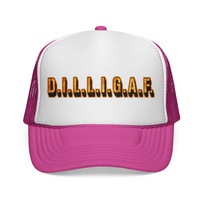 D.I.L.L.I.G.A.F. Trucker Cap — Bold Casual Mesh Back Hat for Everyday Wear